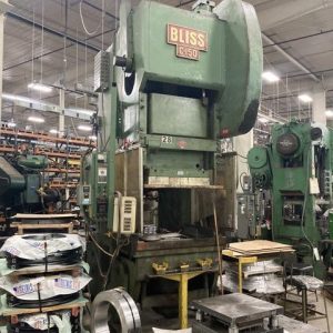150 Ton Bliss OBI Single Crank Back Geared Press w/ cushion